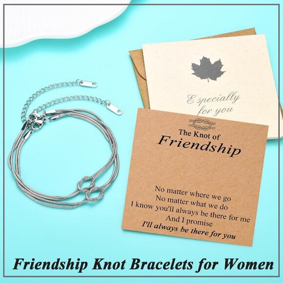Friendship Bracelets for Women Stainless Steel Long Distance Gifts for Bestie - Picture 3 of 6